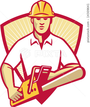 Tree Surgeon Arborist Gardener Chainsaw Stock Illustration 14309641 Pixta