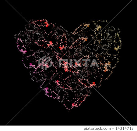 beautiful heart fireworks over sky beautiful heart fireworks over sky 14314712