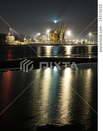 Night view of a port, industrial background. Night view of a port, industrial background. 14315010