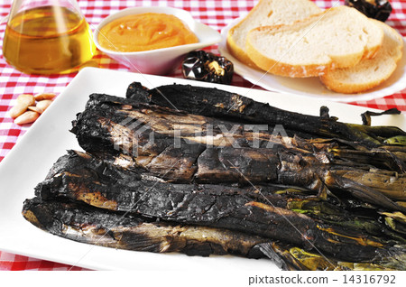 barbecued calcots, sweet onions, and romesco sauce typical of Ca 14316792