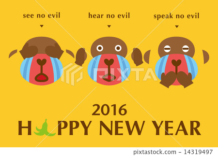 新年卡2016年聖猴新年快樂 新年卡2016年聖猴新年快樂 14319497