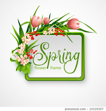 Spring frame with flowers. Vector illustration Spring frame with flowers. Vector illustration 14320307