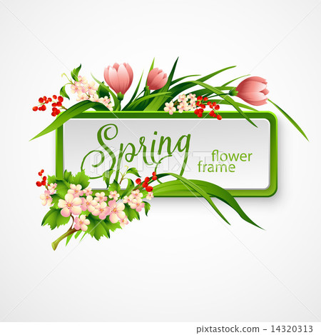 Spring frame with flowers. Vector illustration Spring frame with flowers. Vector illustration 14320313