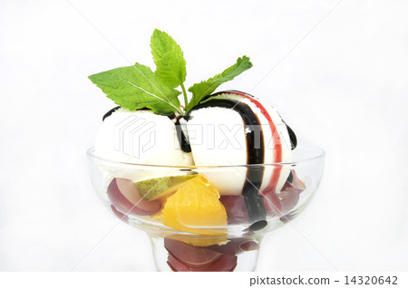 balls of ice cream on a white plate balls of ice cream on a white plate 14320642