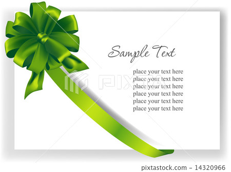 Greeting card with a green ribbon. - Stock Illustration [14320966] - PIXTA