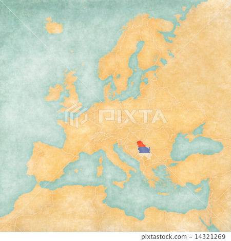 Map of Europe - Serbia (Vintage Series) 14321269