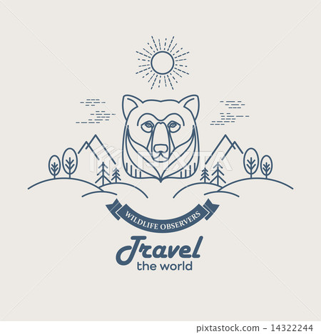 Wild animals. Flat line illustration 14322244