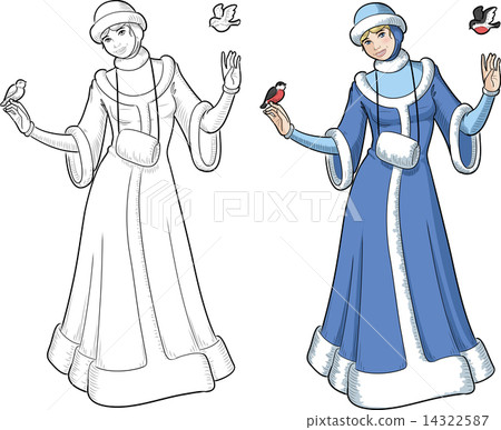 Snow Maiden with birds Snow Maiden with birds 14322587
