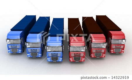 Trucks with semi-trailer isolated on white background 14322919