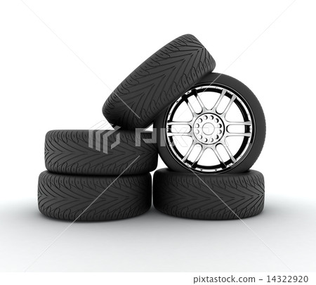 Car Wheels. Concept design. 3D render  14322920