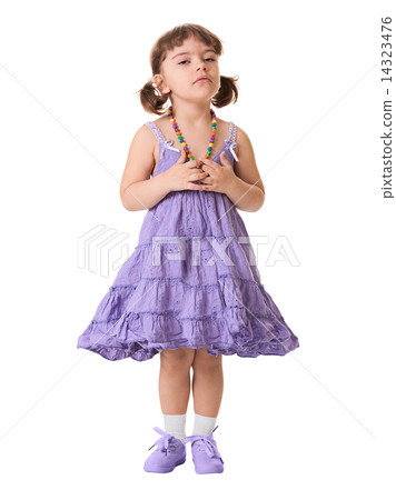 Little dissatisfied girl on a white background Little dissatisfied girl on a white background 14323476