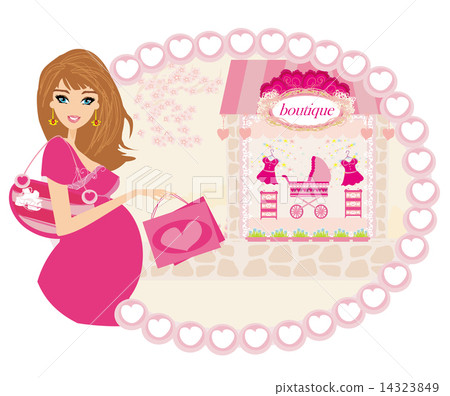 Beautiful pregnant woman on shopping for her new baby Beautiful pregnant woman on shopping for her new baby 14323849