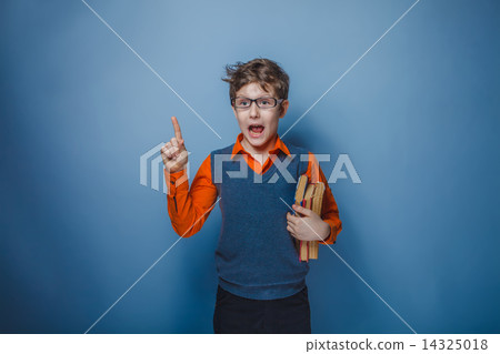 boy teenager European appearance in retro clothes with books wea boy teenager European appearance in retro clothes with books wea 14325018