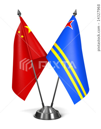 China and Aruba - Miniature Flags. 14327968