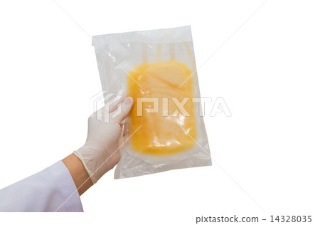 Doctor hand grab the blood plasma transfusion 14328035