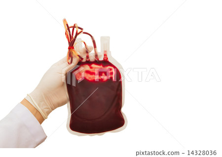 Doctor hand grab the blood  transfusion 14328036