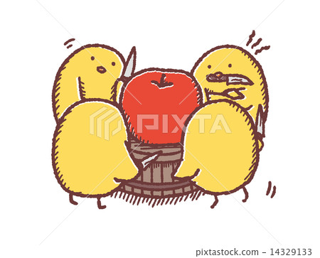 Chicks surrounding an apple Chicks surrounding an apple 14329133