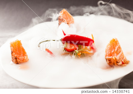 Liquid nitrogen treated salmon and chili pepper 14330741