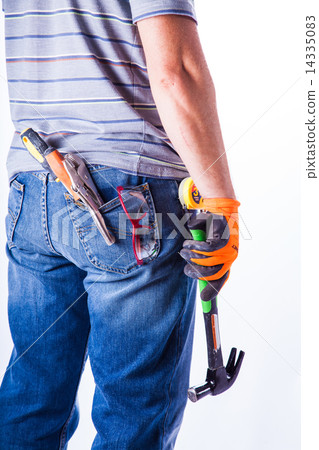 man's back with tools man's back with tools 14335083