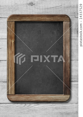 old chalkboard or blackboard on white wood 14337529