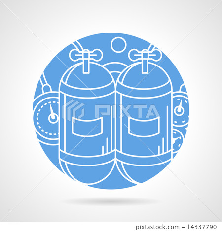 Round blue vector icon for aqualung 14337790