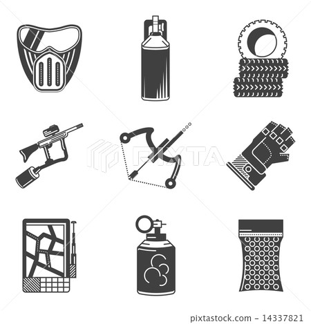 Black icons vector collection for paintball Black icons vector collection for paintball 14337821
