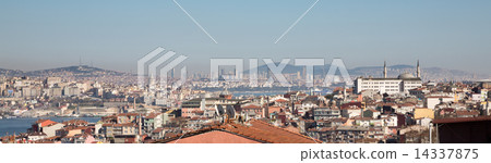 Istanbul skyline with Asian side office buildings and galata tower 14337875