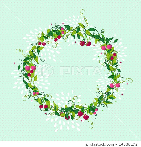Sweet cherry wreath cute illustration Sweet cherry wreath cute illustration 14338172