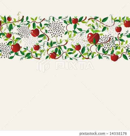 Red apple food seamless pattern garland 14338176