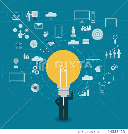 Businessman thinks of a new creative idea concept 14338413