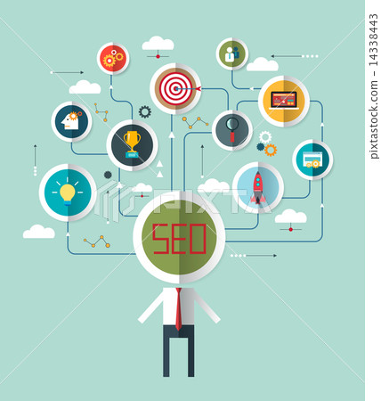 Illustration businessman with SEO word Illustration businessman with SEO word 14338443