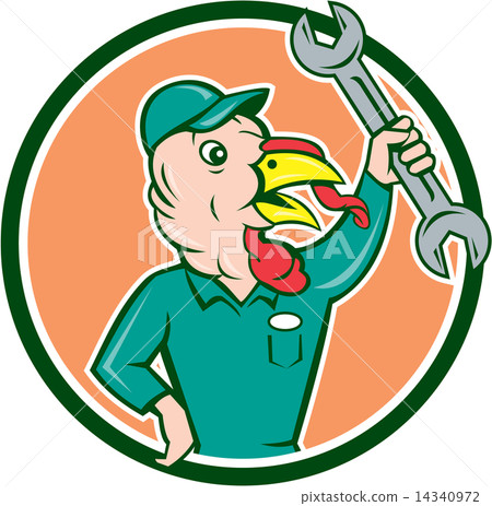 Turkey Mechanic Spanner Circle Cartoon 14340972