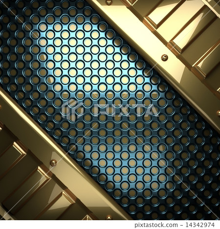 blue metal background with yellow element 14342974