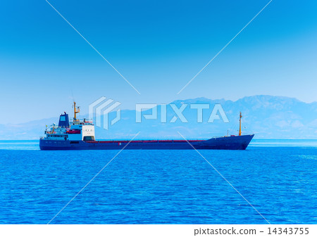 cargo ship in Greek waters at dodecanese islands cargo ship in Greek waters at dodecanese islands 14343755