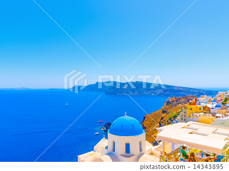 a church in Oia of Santorini island in Greece 14343895
