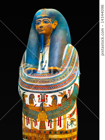 egyptian mummy coffin isolated in Black egyptian mummy coffin isolated in Black 14344096