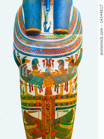 multicolored egyptian mummy coffin isolated 14344617