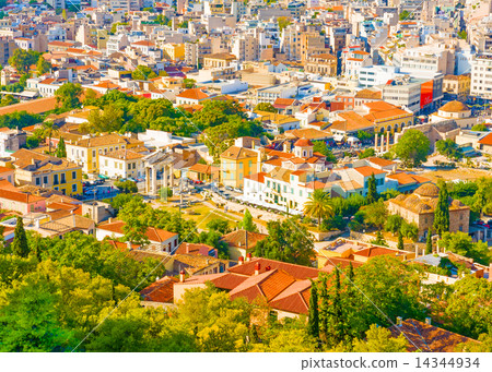 part of Athens town from Acropolis rock in Greece 14344934