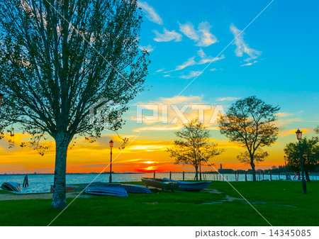 sunset from Burano island near Venice Italy 14345085