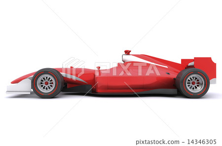 Formula race red car. Side view 14346305