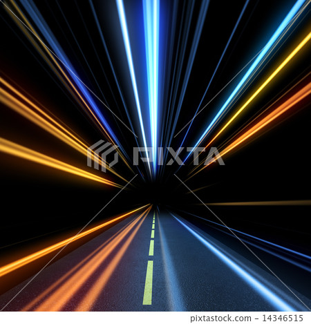 Night road. High speed motion - Stock Illustration [14346515] - PIXTA