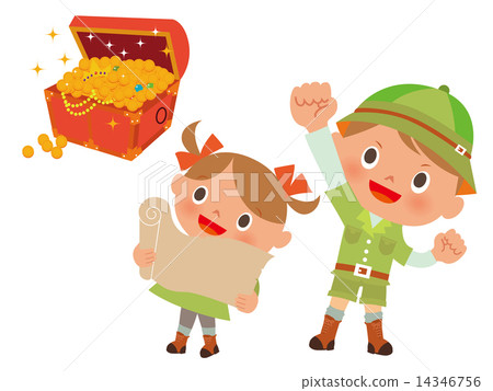 Two children who adventure with a treasure box 14346756