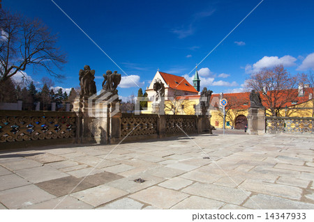 Cobblestone square in front of Loreta and Capuchin monastery - H 14347933