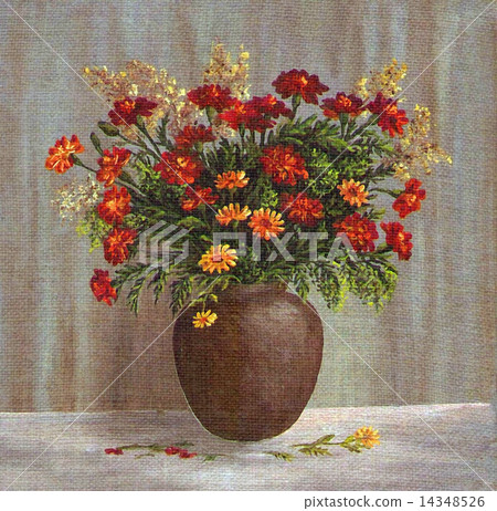 Marigold Flowers in a Clay Pot Marigold Flowers in a Clay Pot 14348526