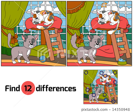 Find Differences Cats Stock Illustration 14350948 Pixta