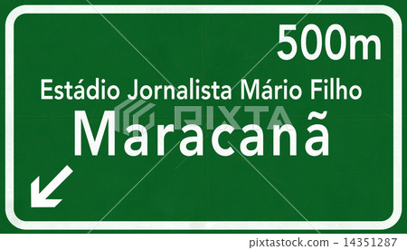 Stadium Jornalista Mario Filho alias Maracana Brazil Highway Road Sign 14351287