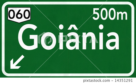 Goiania Brazil Highway Road Sign Goiania Brazil Highway Road Sign 14351291