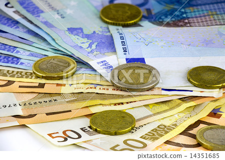 Euro coins and banknotes 14351685