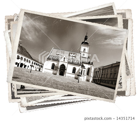 Vintage photo St. Mark' church Zagreb 14351714
