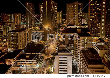 A night aerial view of Honolulu, Hawaii A night aerial view of Honolulu, Hawaii 14353479